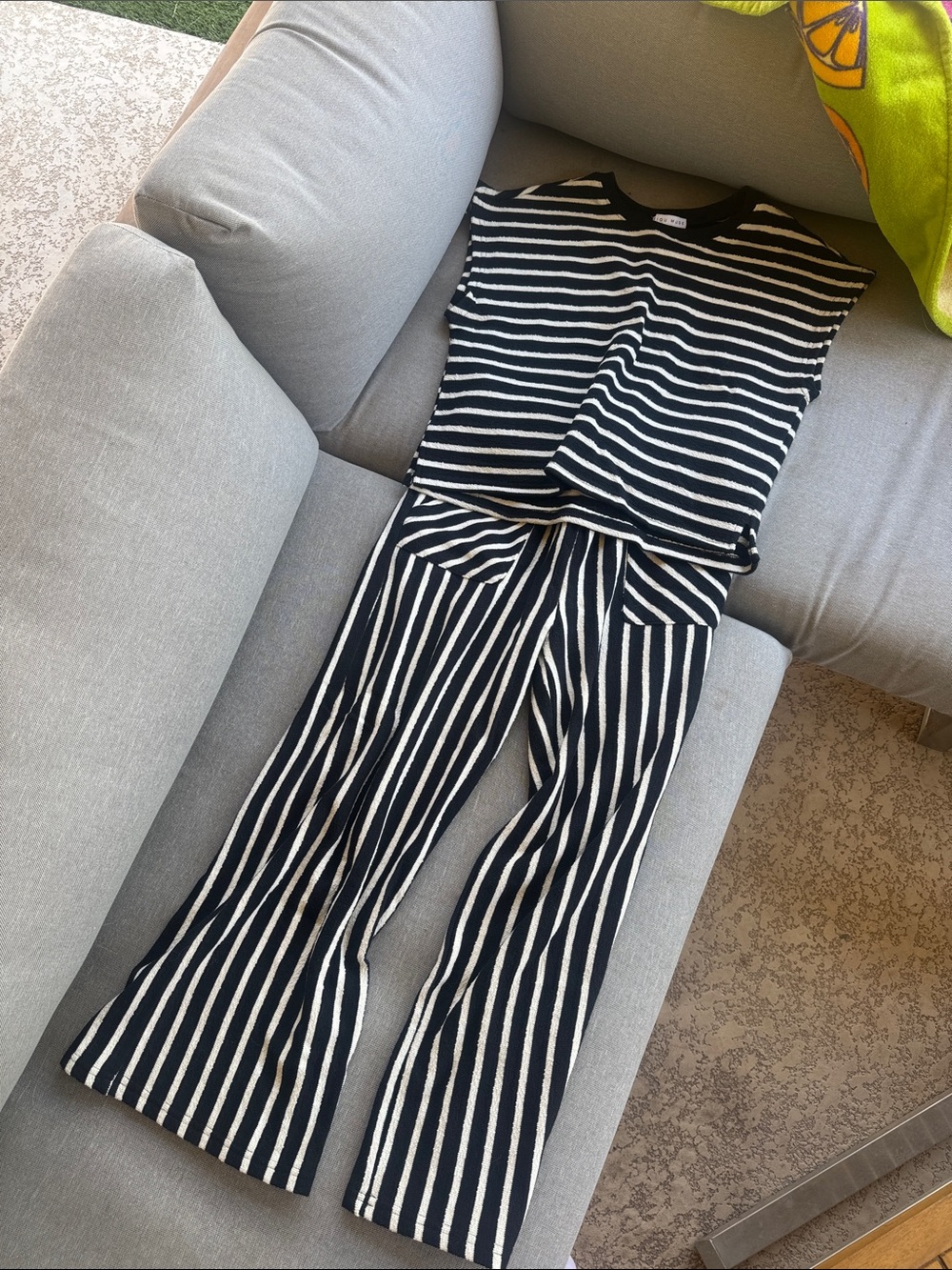 Miou Muse Striped Black & White Knit Jumpsuit